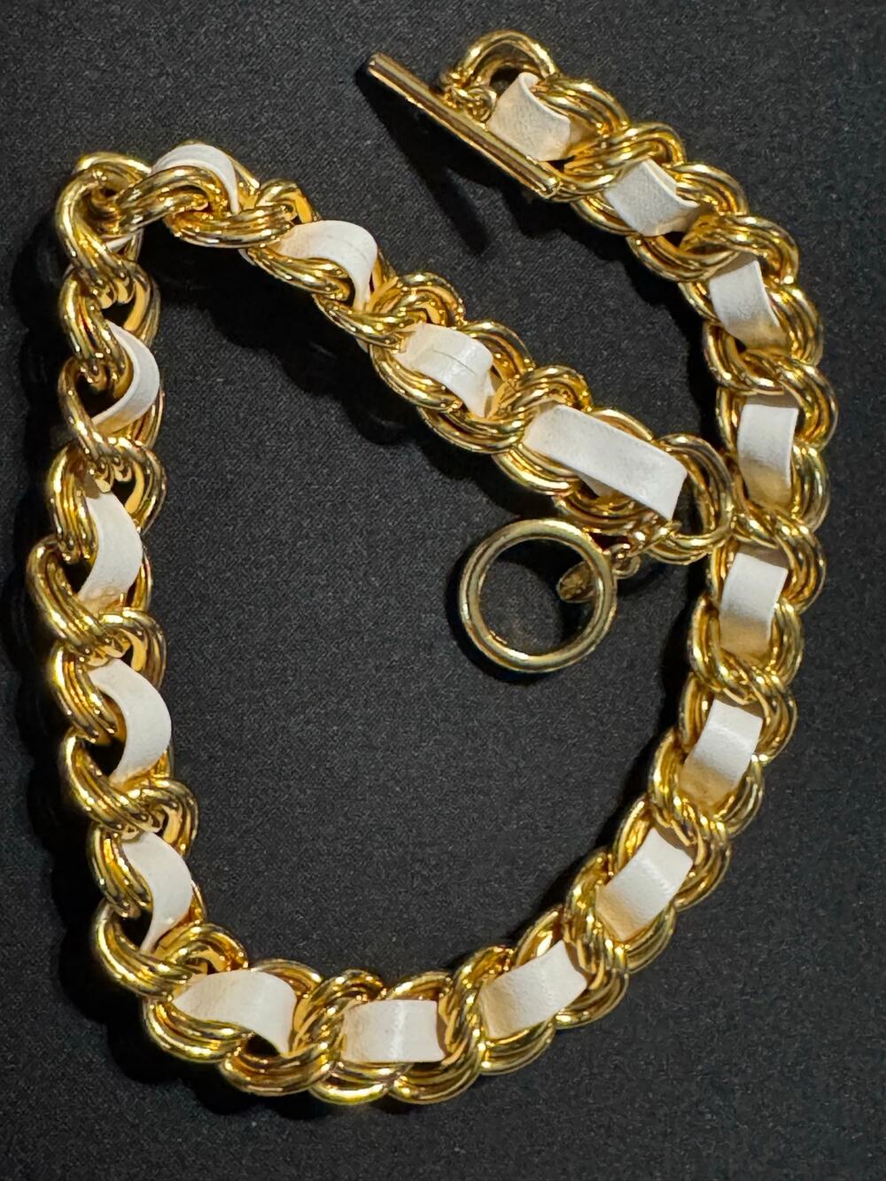 Joan Rivers Classic Collection Gold Tone Faux Leather Curb Chain 16in Necklace